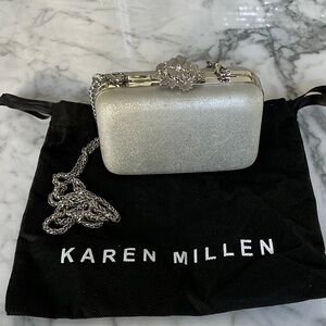 Karen Millen Metallic Silver Wristlet Clutch